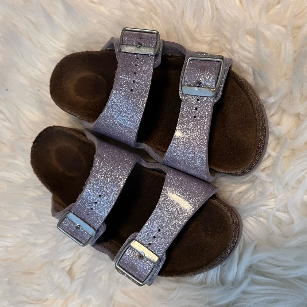 Birkenstock Birko-flor Arizona Cosmic Lavender Sparkle Strap Sandals 28 Vegan
